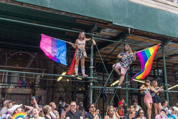 Die Menschen Feiern Die Pride Month Parade 2021 Auf Den — Stockfoto
