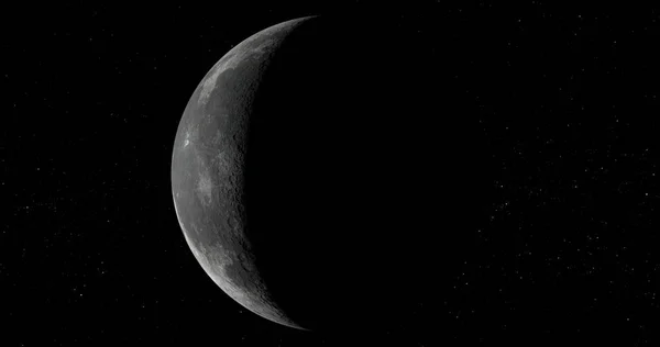 黒の背景に孤立した新しい月の3Dレンダリング — ストック写真