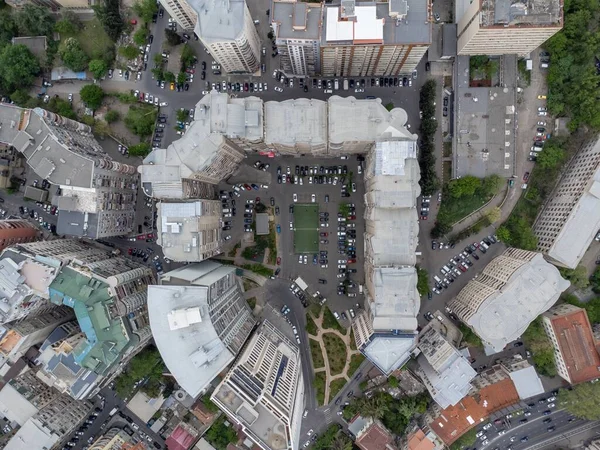 Eski binaların mimari tasarımının havadan görünüşü