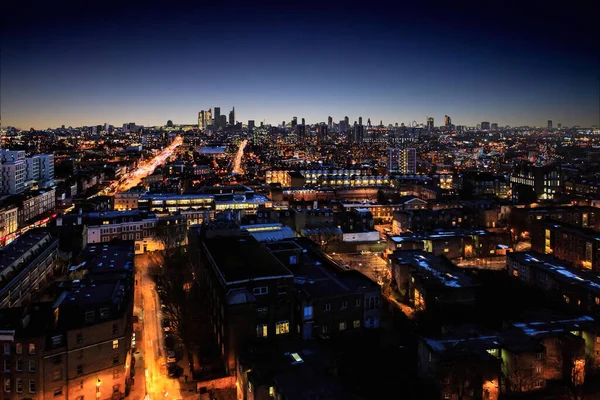 Una Vista Aerea Mozzafiato Della Città Londra Notte Inghilterra — Foto Stock