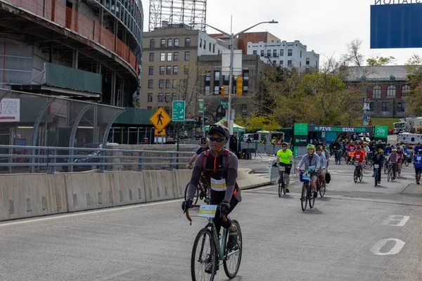 Closeup Shot Bikers Participating Five Boro Bike Tour Staten Island — Stock Photo, Image