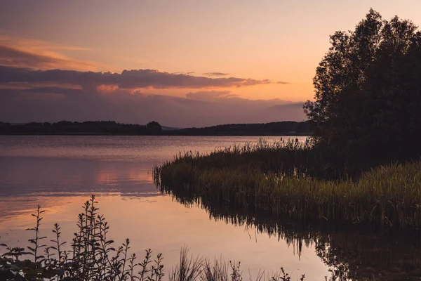 Sunset Wintersett Reservoir Summer England — Stock Photo, Image
