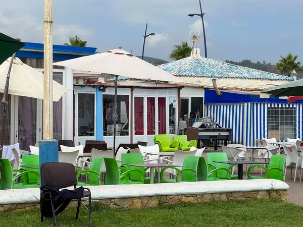 Leeg Lokaal Restaurant Aan Zee Marokko — Stockfoto