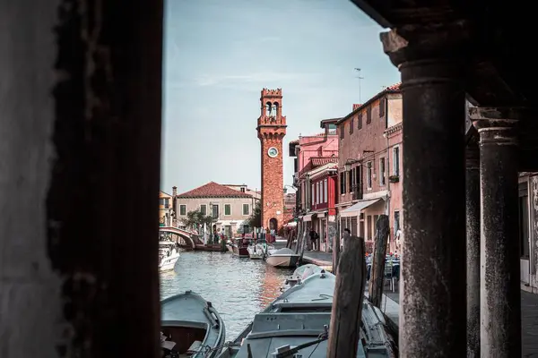 Ein Schöner Blick Auf Kanus Kanal Einem Sonnigen Tag Venedig — Stockfoto