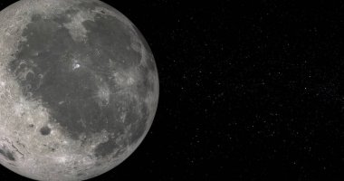 Dolunayın yıldızlı bir uzayda izole edilmiş 3D görüntüsü
