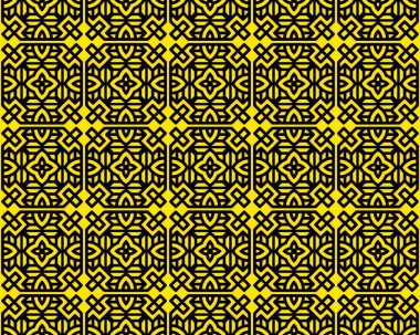 Sarı ve siyah renklerde, arka plan veya duvar kâğıdı için mükemmel, pürüzsüz bir kiremit deseni.