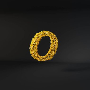 Dağınık sarı harf siyah bir arkaplan üzerinde izole