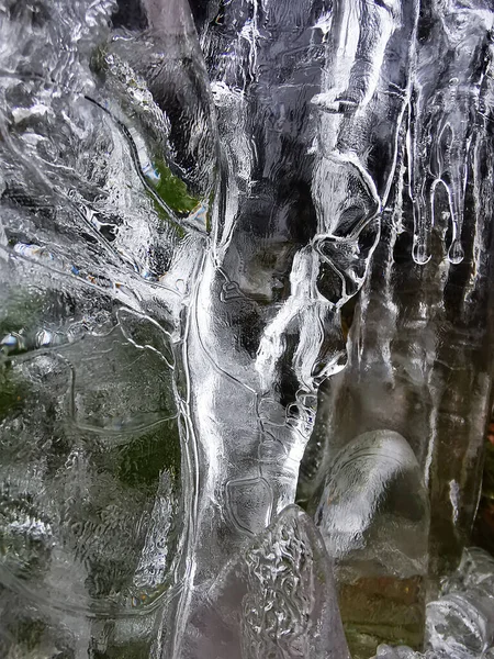 Closeup Shot Details Melted Ice Texture Wintertime — Stock Photo, Image