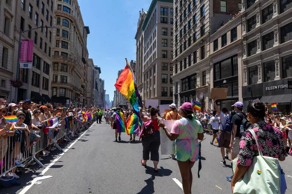 People Celebrating Pride Month Parade 2022 Streets New York City — Stock Photo, Image