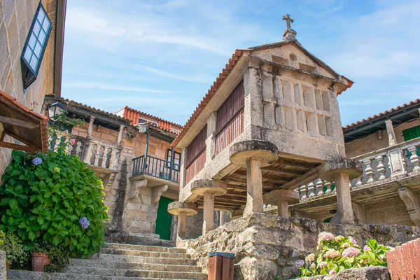 Horreo Galicien Traditionnel Pour Stocker Grain Des Récoltes Dans Village — Photo