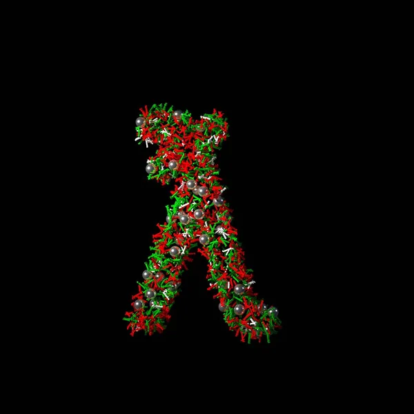 Scattered Green Red Christmas Character Isolated Black Background — Stock Photo, Image