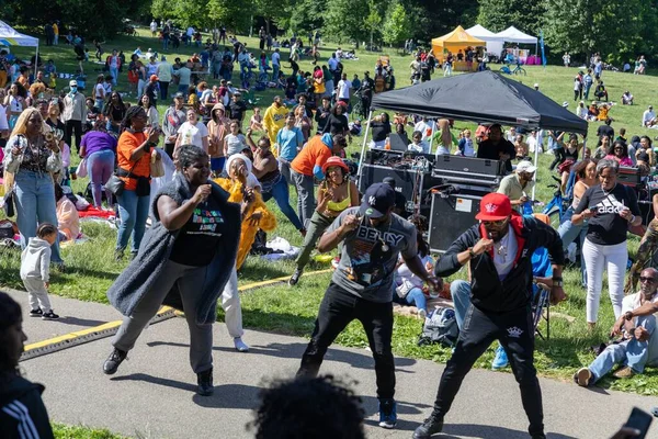 Crowd 13Th Annual Juneteenth Celebration Prospect Park Brooklyn Sunny Day — Stock Photo, Image