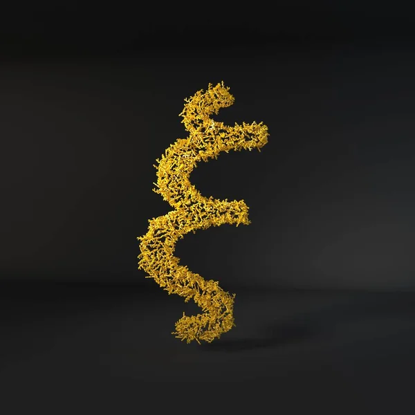 Scattered yellow letter isolated over a black background