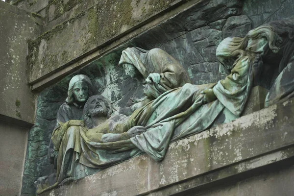 Una Vecchia Opera Pietra Gesù Morto Cimitero — Foto Stock