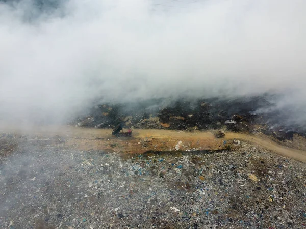 Aerial Shot Burning Landfill Site — Stock Photo, Image