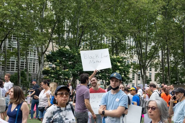 Grote Menigte Protesteert Tegen Wapens Lopend Van Cadman Plaza Brooklyn — Stockfoto