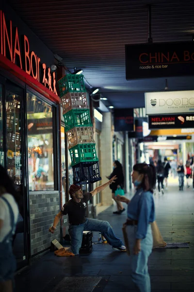 View Life Streets Melbourne Cbd Area — Stock Photo, Image