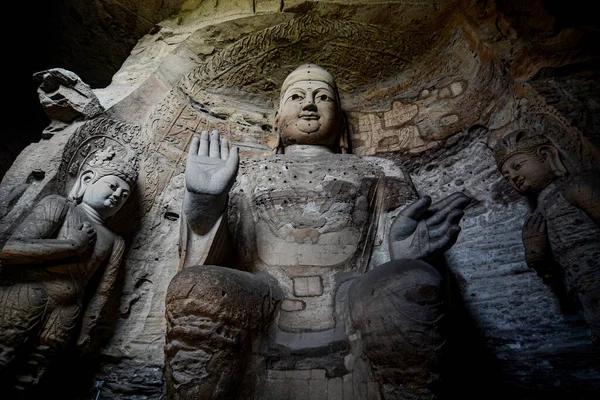 Die Buddha Statuen Den Yungang Grotten Stadt Datong Provinz Shanxi — Stockfoto