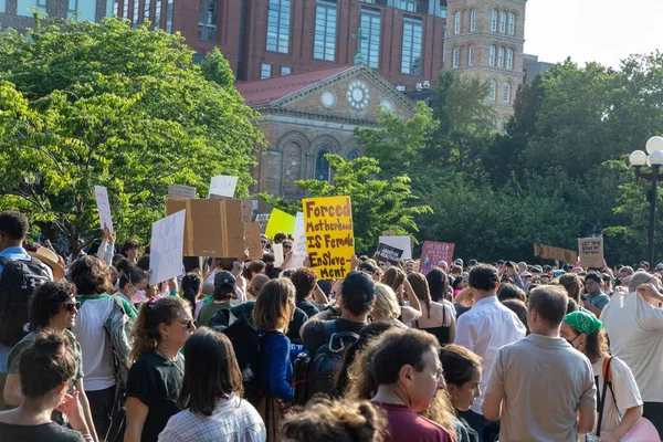Washington Square Park Nueva York 2022 Manifestantes Sosteniendo Carteles Cartón —  Fotos de Stock
