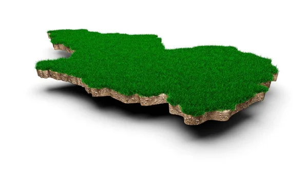 Rendering Grass Covered Piece Land White Background — Stock Photo, Image