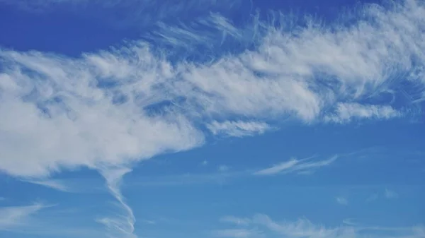 青い空に浮かぶ白い雲の低角度ショット — ストック写真