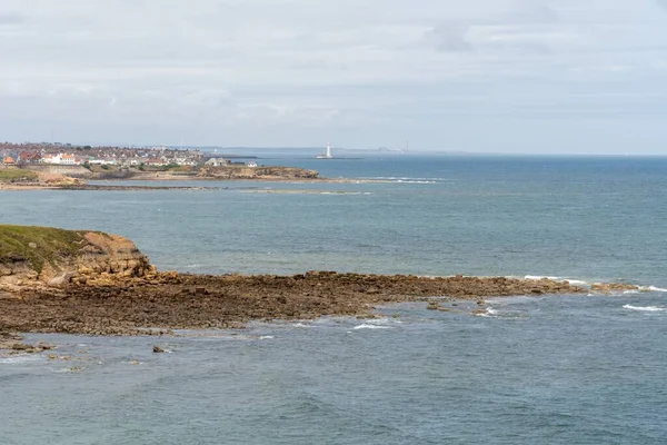 Pohled Záliv Krále Edwarda Tynemouth Velká Británie Směrem Whitley Bay — Stock fotografie