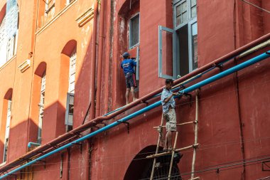Yazın Myanmar 'daki Yangon şehir merkezi manzarası.