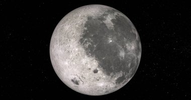 Dolunayın siyah bir arkaplanda izole edilmiş 3D görüntüsü