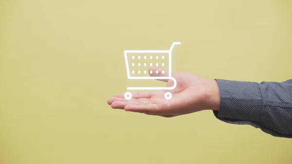 Nahaufnahme Einer Hand Mit Dem Logo Eines Einkaufszettels — Stockfoto