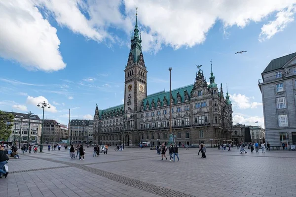 Vooraanzicht Van Het Stadhuis Van Hamburg Hamburg Een Plaats Duitse — Stockfoto