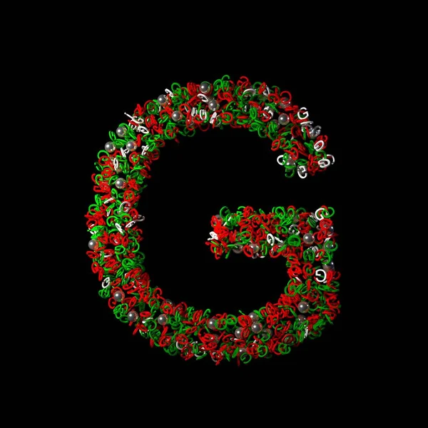 Szétszórt Zöld Piros Karácsony Mint Karakter Elszigetelt Egy Fekete Háttér — Stock Fotó