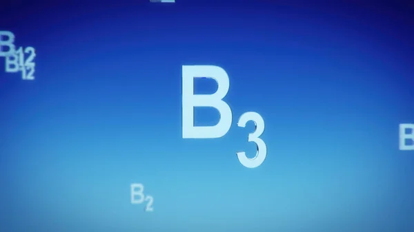 A 3D render of Vitamin B3 icon on a digital blue background
