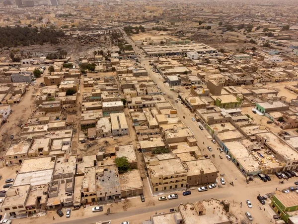 Ampio Panorama Aereo Della Parte Occidentale Nouakchott Mauritania Sullo Sfondo — Foto Stock