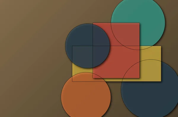 Uma Ilustração Formas Geométricas Coloridas Fundo Marrom — Fotografia de Stock