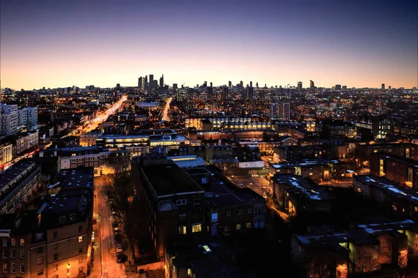 Uma Vista Aérea Deslumbrante Cidade Londres Noite Inglaterra — Fotografia de Stock