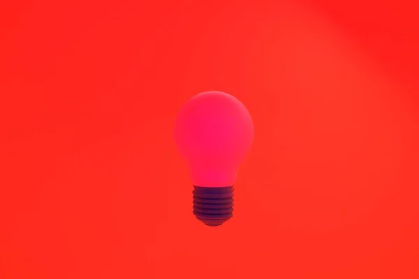 Illustration 3d rendering red Light bulb on red background. Concept Idea, electricity