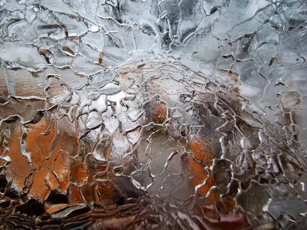 Closeup Shot Details Cracked Ice Texture Wintertime — Stock Photo, Image