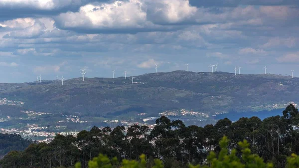 Luftaufnahme Der Windräder Auf Hügeln Portugal — Stockfoto