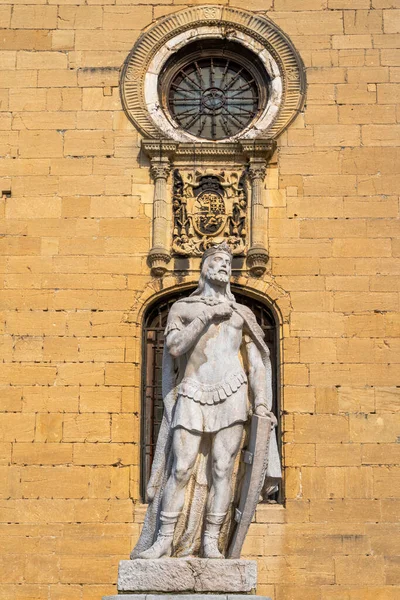 Statue King Alfonso Front San Salvador Cathedral Oviedo — Stock Photo, Image