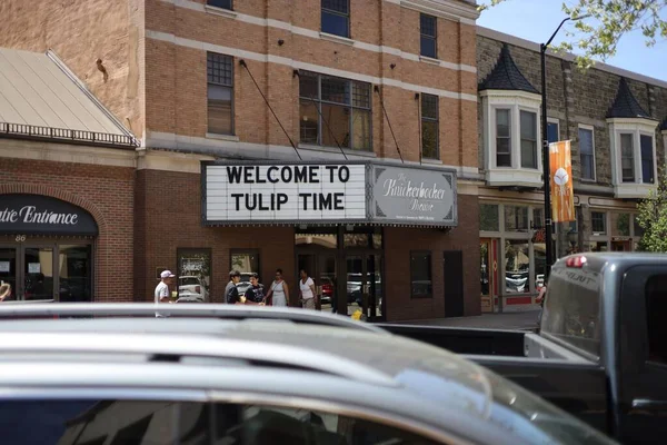 Znamení Textem Vítejte Tulipánovém Festivalu — Stock fotografie