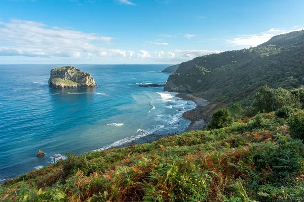 Uma Bela Vista Pequena Ilha Rochosa Mar País Basco — Fotografia de Stock