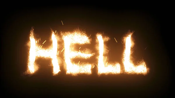 Word Hell Written Fire Isolated Black Background — Stock Photo, Image