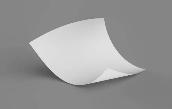 Une Feuille Papier Vide Pliée Papier Format Maquette Avec Ombres — Photo