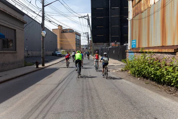 Uma Foto Close Motociclistas Que Participam Passeio Bicicleta Five Boro — Fotografia de Stock