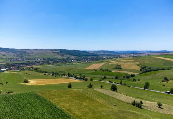 Vista Aerea Villaggio Transilvania Romania Eremitu Estate — Foto Stock