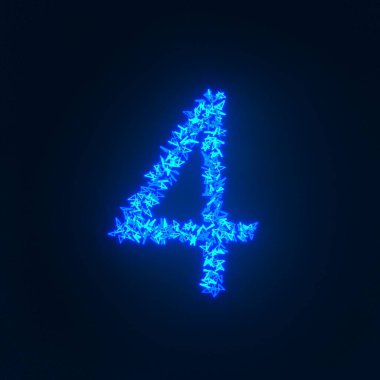Dağınık mavi neon karakter siyah bir arkaplan üzerinde izole