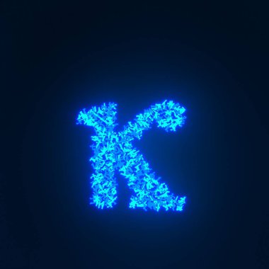 Dağınık mavi neon karakter siyah bir arkaplan üzerinde izole