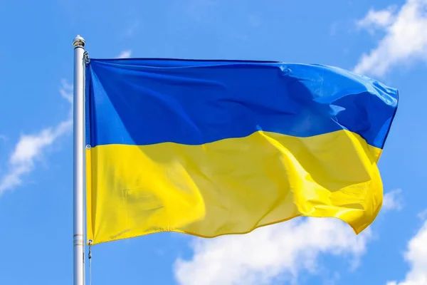 Zászló Ukrajna Áll Azonos Méretű Vízszintes Sávok Kék Sárga — Stock Fotó