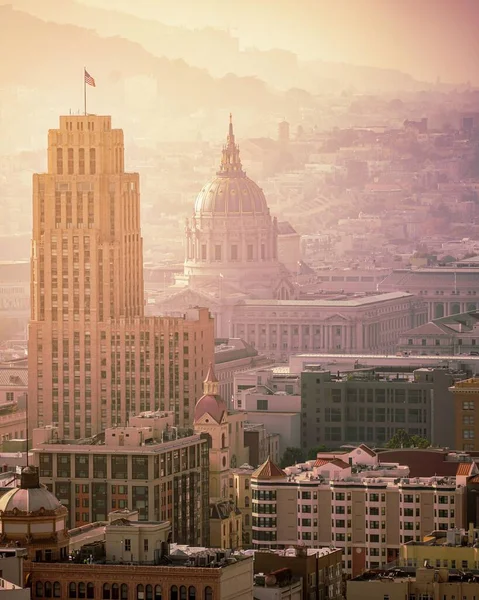 Plano Vertical Alto Ángulo Ciudad San Francisco California — Foto de Stock