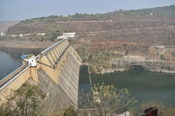 Andhra Pradesh Güney Hindistan Nagarjuna Sagar Barajı Manzarası Baraj Insanlar — Stok fotoğraf